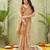 orange beautiful designer ikkat printed jute linen saree
