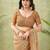 orange beautiful designer ikkat printed jute linen saree
