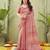 salmon beautiful designer ikkat printed jute linen saree