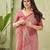 salmon beautiful designer ikkat printed jute linen saree
