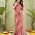 salmon beautiful designer ikkat printed jute linen saree