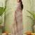 grey beautiful designer ikkat printed jute linen saree