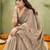 grey beautiful designer ikkat printed jute linen saree