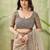 grey beautiful designer ikkat printed jute linen saree