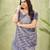 blue beautiful designer ikkat printed jute linen saree