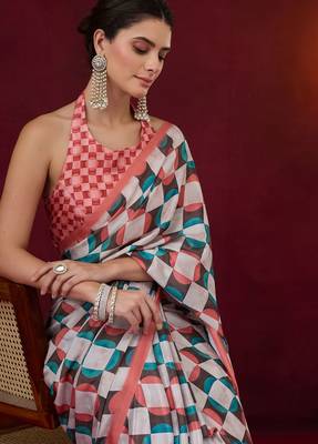 orange smart and ethnic satin fabric girlie ready to wear ceremonial saree 3