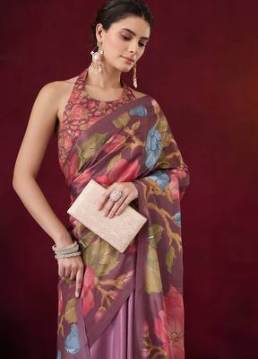 wine smart and ethnic satin fabric girlie ready to wear ceremonial saree 3
