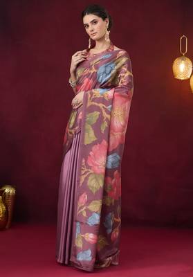 wine smart and ethnic satin fabric girlie ready to wear ceremonial saree 4