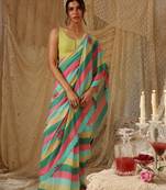 multy smart and ethnic satin fabric girlie ready to wear ceremonial saree