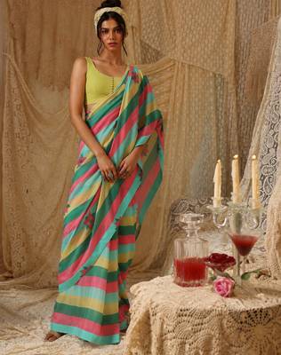 multy smart and ethnic satin fabric girlie ready to wear ceremonial saree 4
