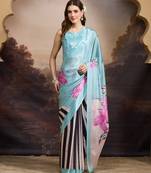 sea green smart and ethnic satin fabric girlie ready to wear ceremonial saree