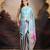 sea green smart and ethnic satin fabric girlie ready to wear ceremonial saree