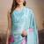 sea green smart and ethnic satin fabric girlie ready to wear ceremonial saree