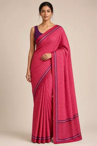 pink smart and ethnic silk blend blend fabric girlie ready to wear ceremonial saree