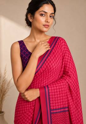 pink smart and ethnic silk blend blend fabric girlie ready to wear ceremonial saree 3