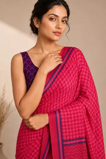 pink smart and ethnic silk blend blend fabric girlie ready to wear ceremonial saree