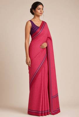 pink smart and ethnic silk blend blend fabric girlie ready to wear ceremonial saree 5