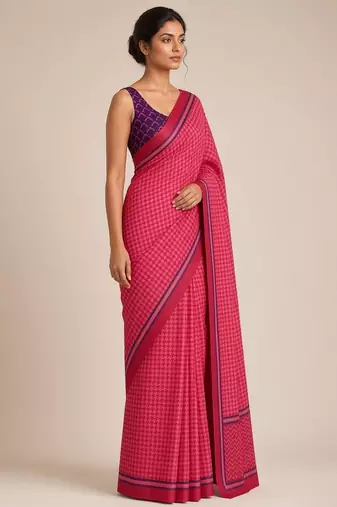 pink smart and ethnic silk blend blend fabric girlie ready to wear ceremonial saree