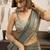 grey ethnic khadi cotton blend fabric woven designer traditional rich saree