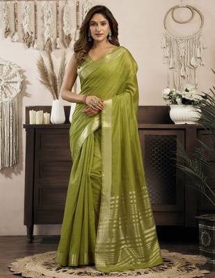 mahendi ethnic khadi cotton blend fabric woven designer traditional rich saree 1