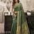 green ethnic khadi cotton blend fabric woven designer traditional rich saree
