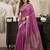 pink ethnic khadi cotton blend fabric woven designer traditional rich saree