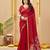 red smart linen fabric weaving jari designer saree