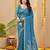 blue smart linen fabric weaving jari designer saree