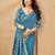 blue smart linen fabric weaving jari designer saree