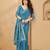 blue smart linen fabric weaving jari designer saree