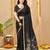 black smart linen fabric weaving jari designer saree