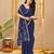 navy blue smart linen fabric weaving jari designer saree