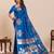 Blue colour embroidery with jari work silk saree with blouse