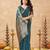 teal ethnic cotton blend fabric weaving jari designer fancy ethnic saree