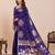 Purple colour embroidery with jari work silk saree with blouse