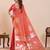 Red colour embroidery with jari work silk saree with blouse