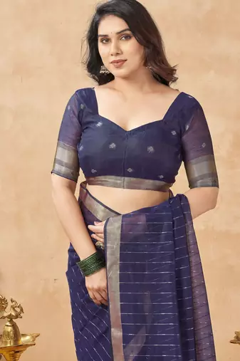 violet ethnic cotton blend fabric weaving jari designer fancy ethnic saree