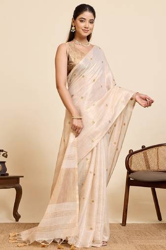 Chiko color embroidery cotton silk saree with blouse