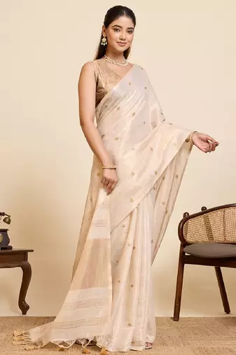 Chiko color embroidery cotton silk saree with blouse