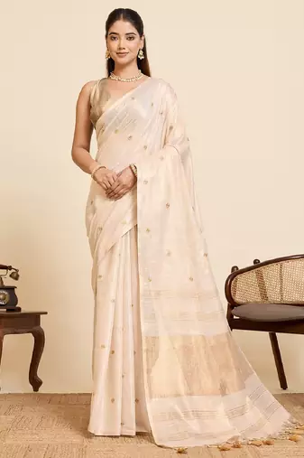 Chiko color embroidery cotton silk saree with blouse