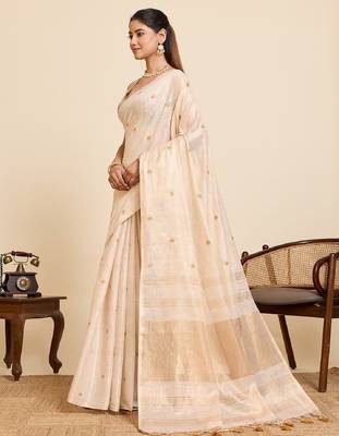 Chiko color embroidery cotton silk saree with blouse 3