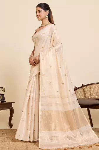Chiko color embroidery cotton silk saree with blouse