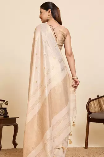 Chiko color embroidery cotton silk saree with blouse