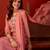 Peach cotton embroidered kurta set with dupatta.
