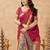 red ethnic cotton blend fabric weaving jari designer fancy ethnic saree