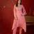 Peach cotton embroidered kurta set with dupatta.