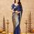blue ethnic cotton blend fabric weaving jari designer fancy ethnic saree