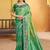 emerald green soft silk blend woven designer ethnic partywear fancy designer saree