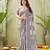 grey silk blend fabric madhubani printed graceful ethnic partywear saree