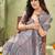grey silk blend fabric madhubani printed graceful ethnic partywear saree
